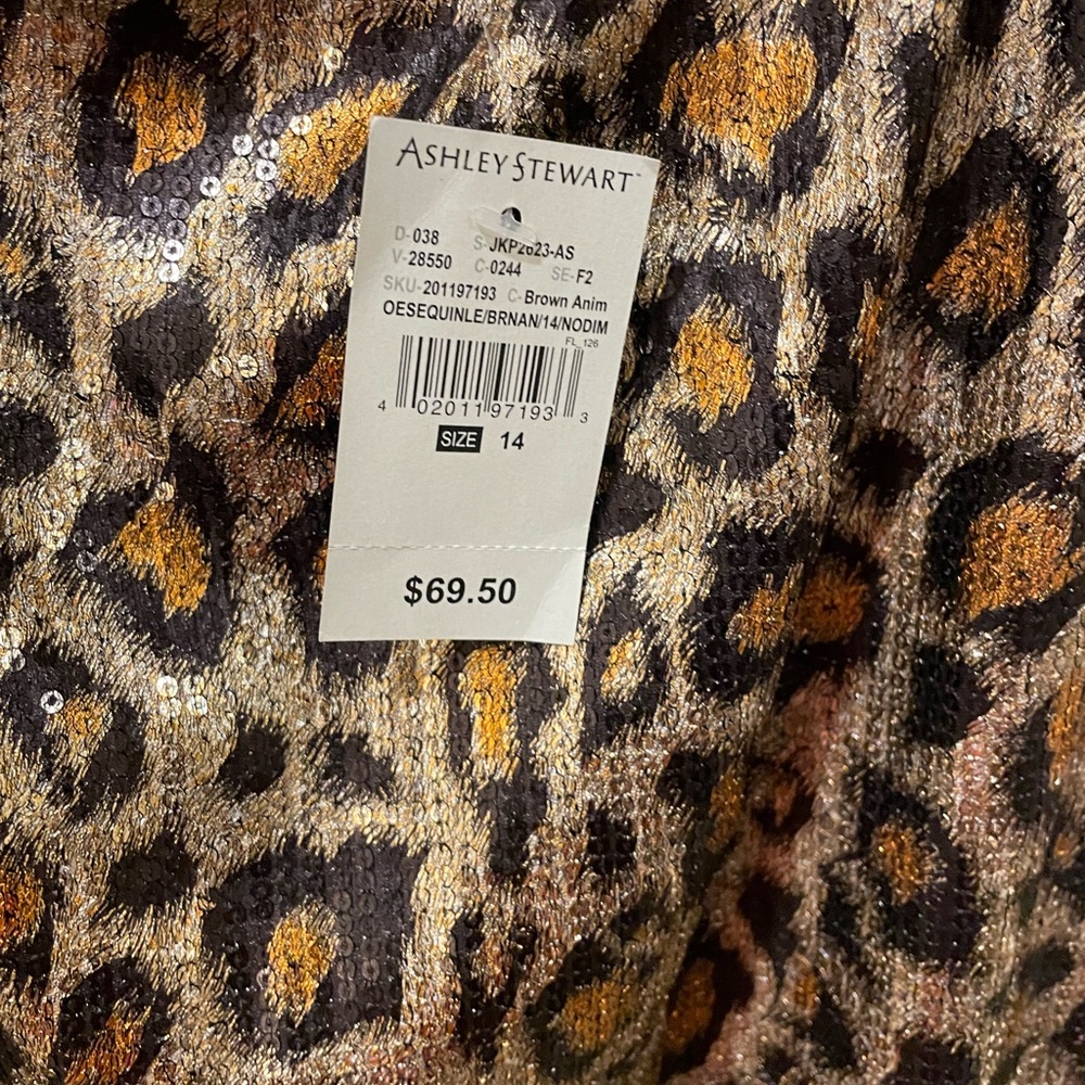 Sequin Leopard Print Skirt, Size 14, New With Tags